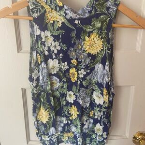 RACHEL Rachel Roy Yellow and White Ruched Sleeveless Tank Top